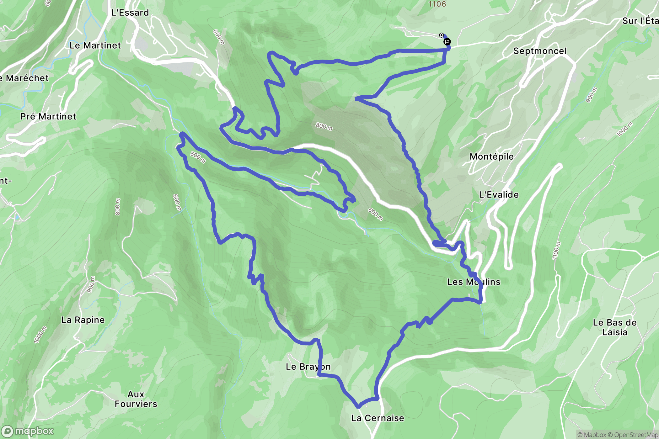 Septmoncel Les Molunes : carte du parcours de randonnée - France