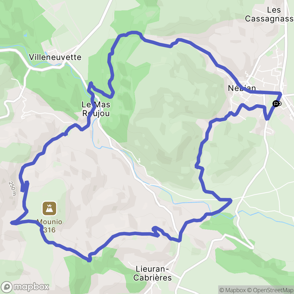 Nébian : carte du parcours de randonnée - France