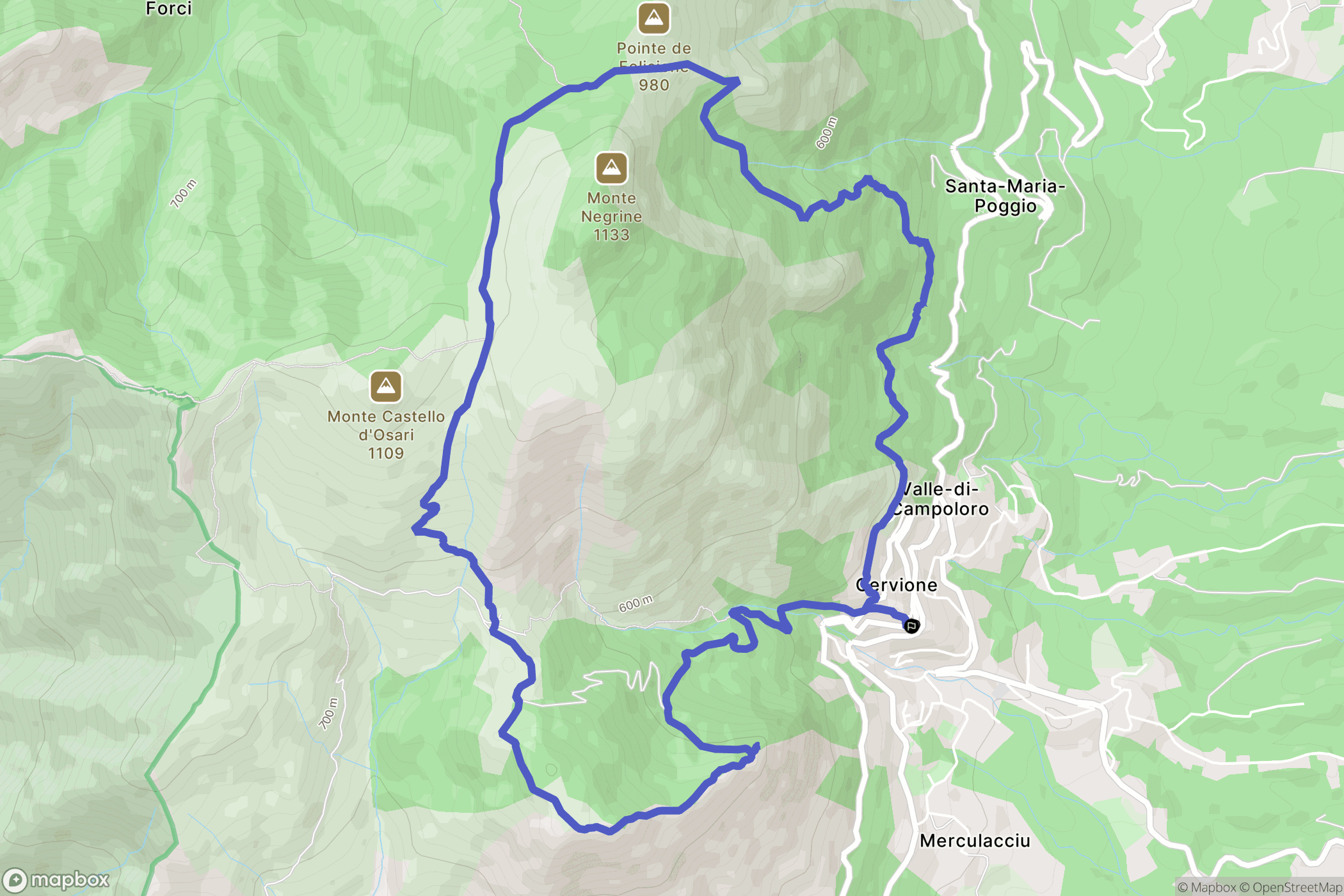 Cervione : carte du parcours de randonnée - France