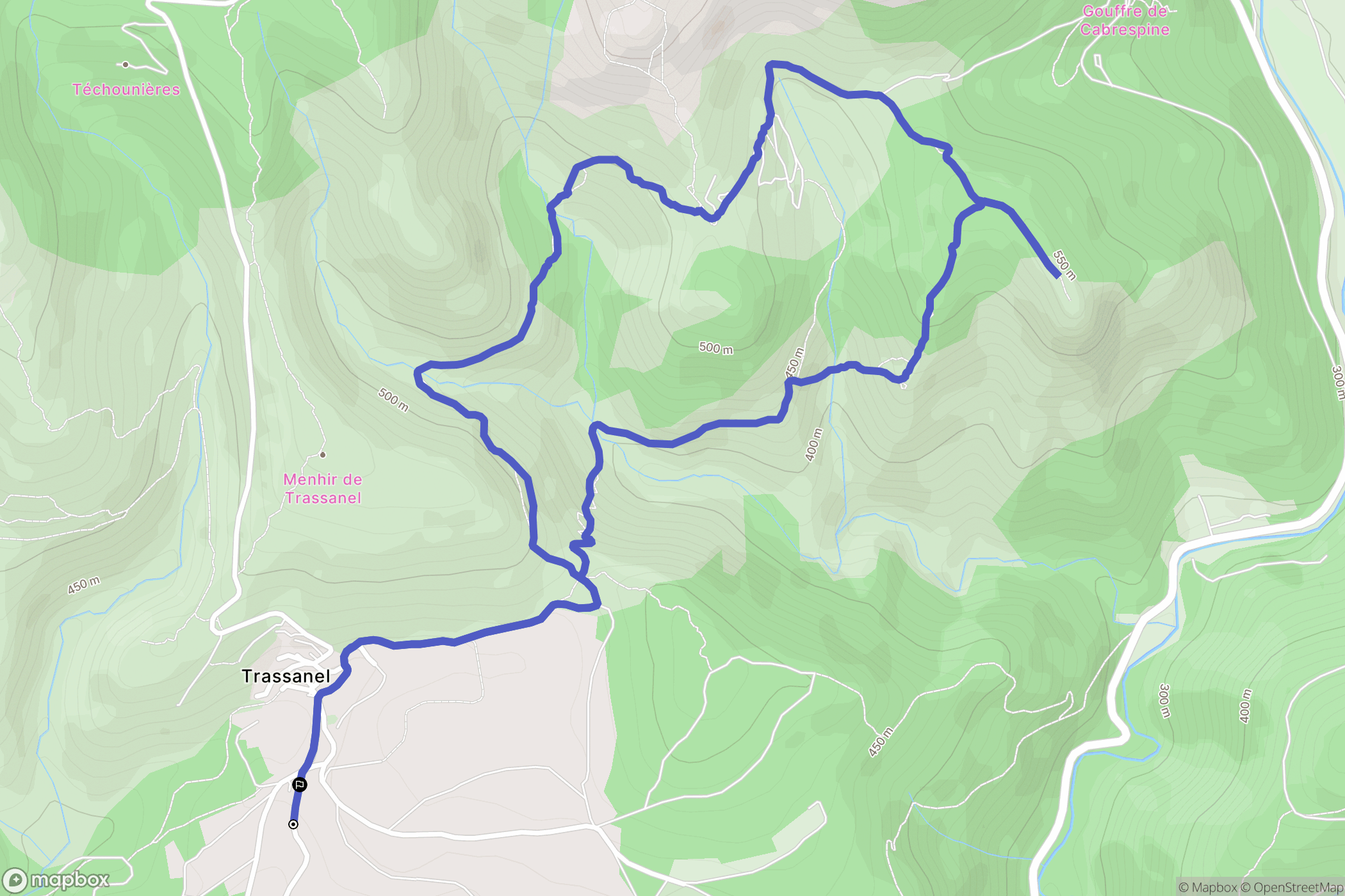 Trassanel : carte du parcours de randonnée - France