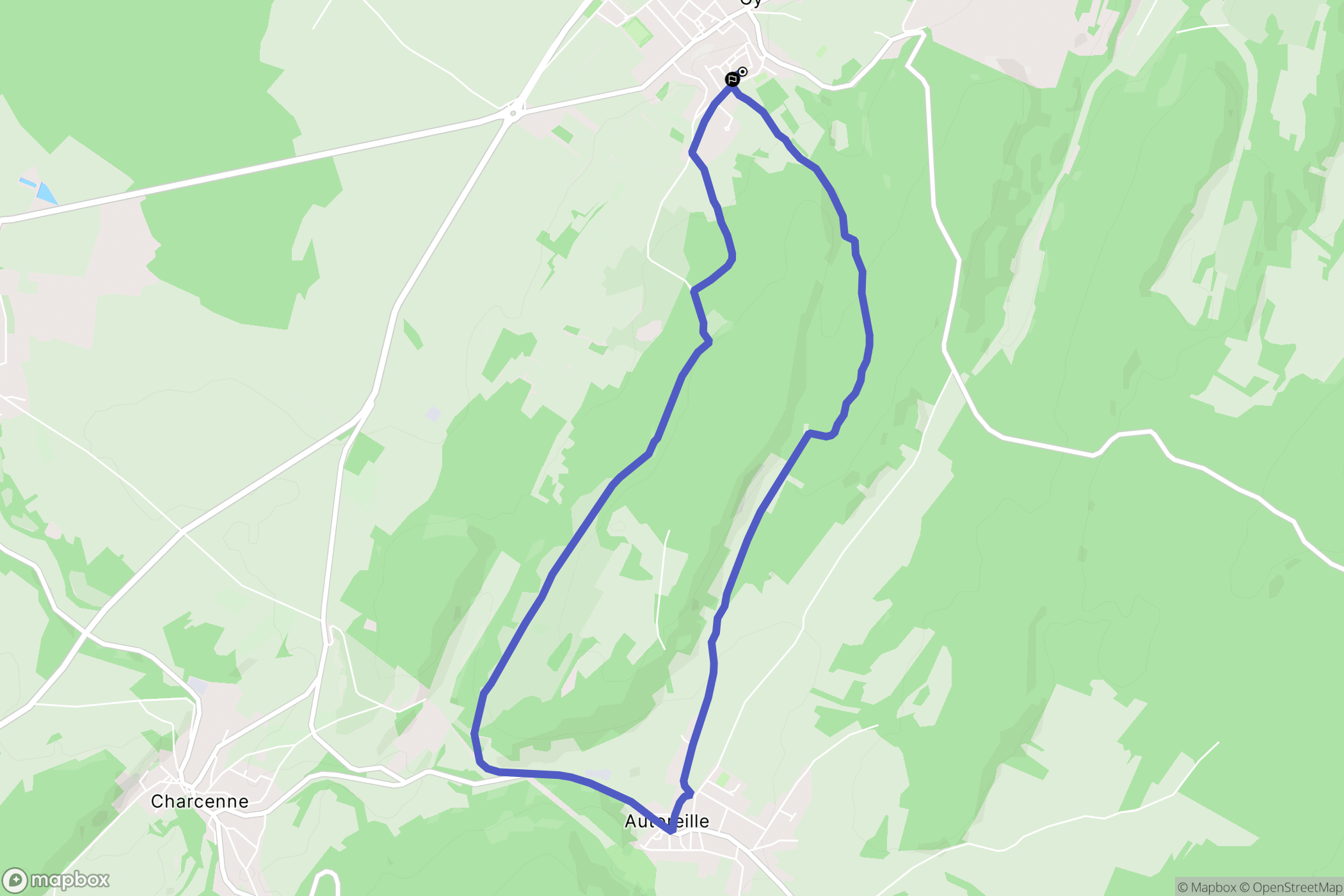 Gy : carte du parcours de randonnée - France