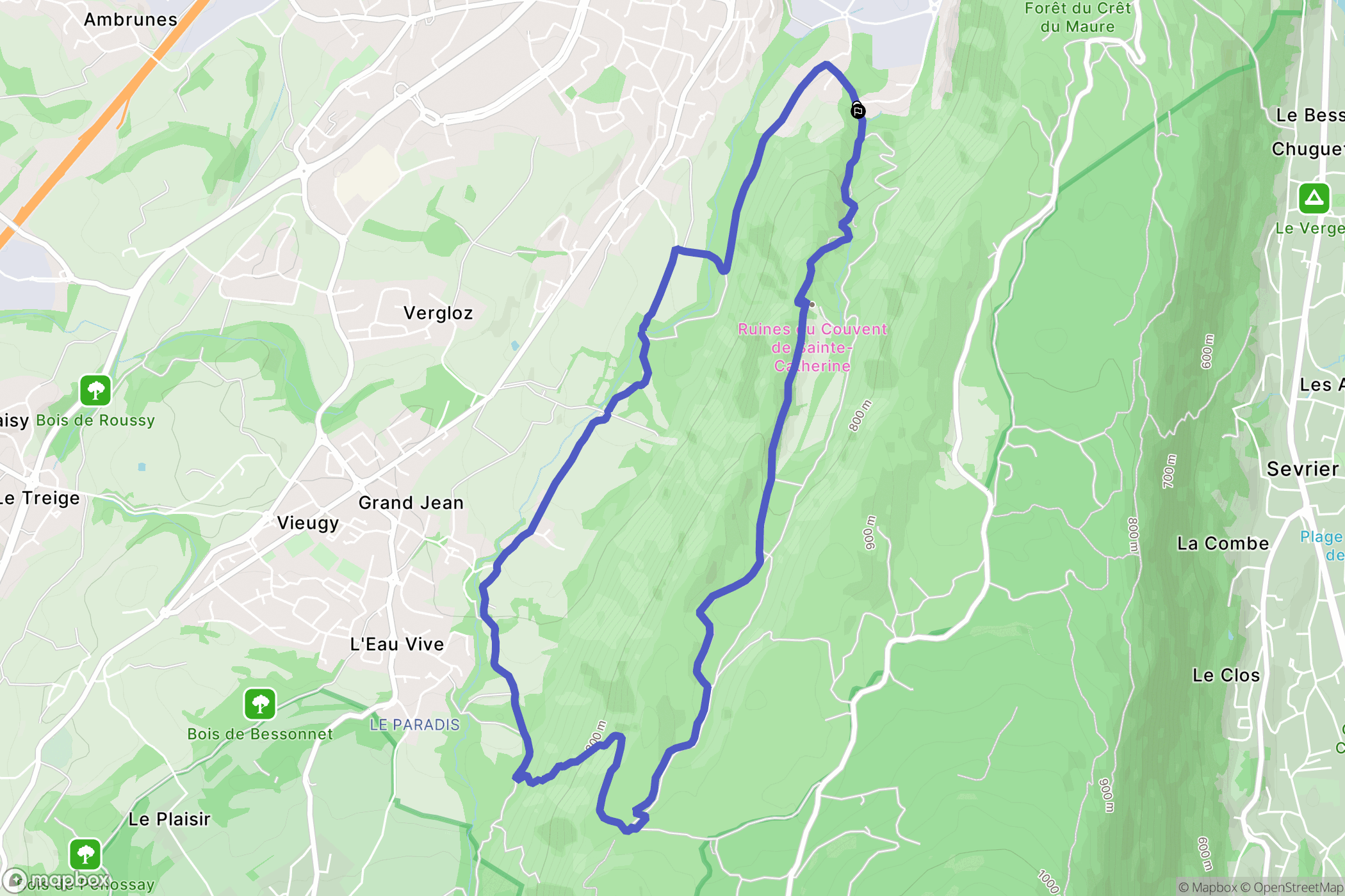 Annecy : carte du parcours de randonnée - France