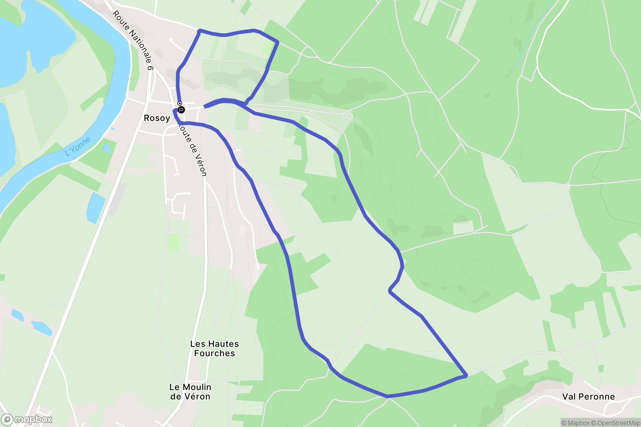 Rosoy : carte du parcours de randonnée - France