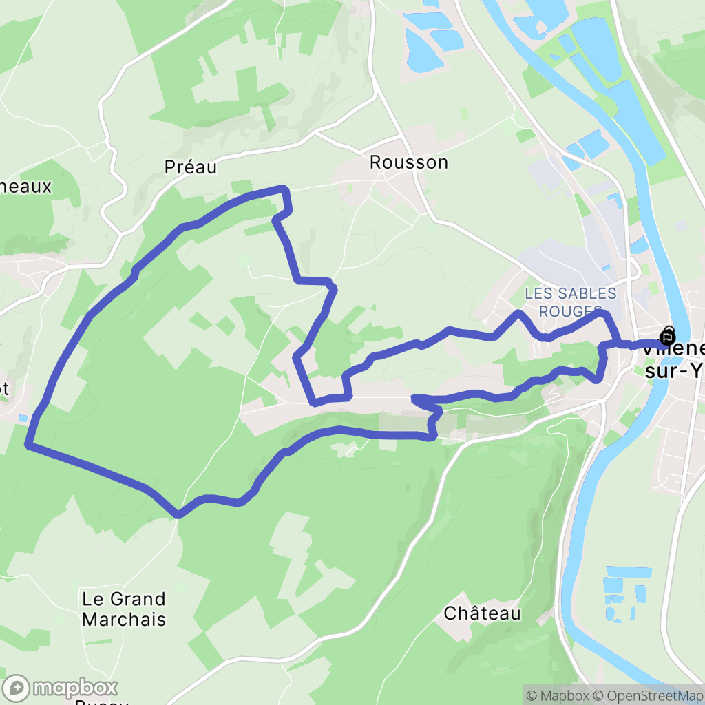 Villeneuve-sur-Yonne : carte du parcours de randonnée - France