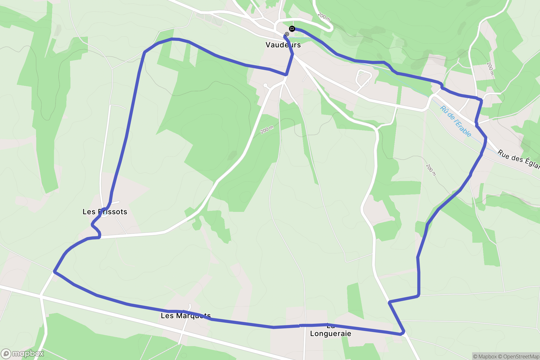Vaudeurs : carte du parcours de randonnée - France