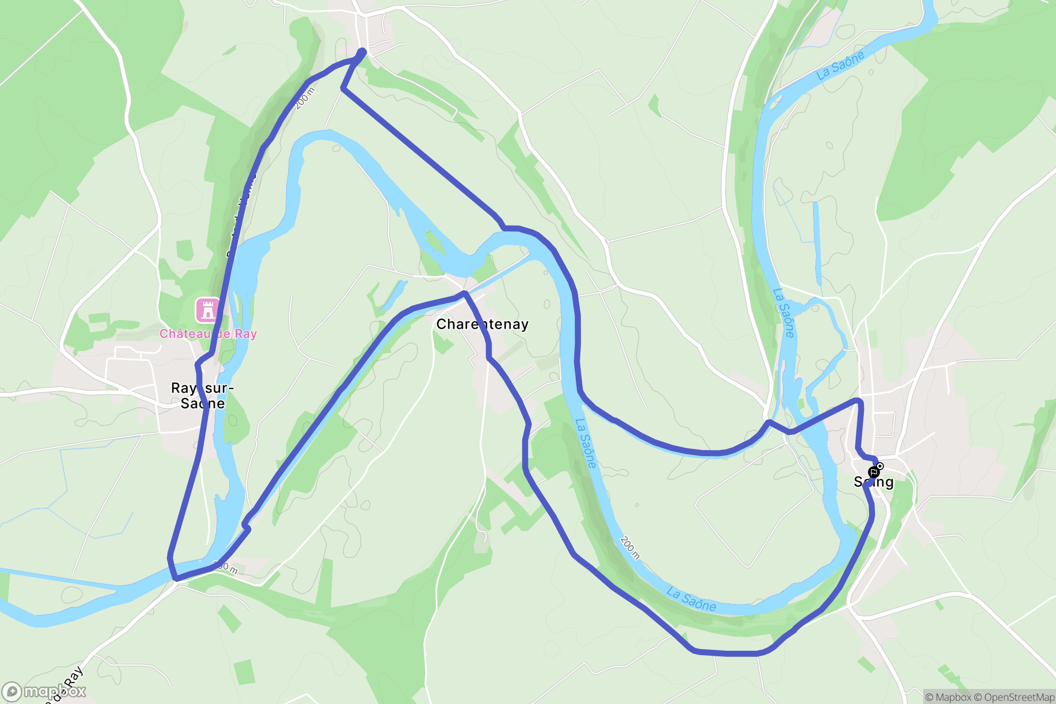 Soing-Cubry-Charentenay : carte du parcours de randonnée - France