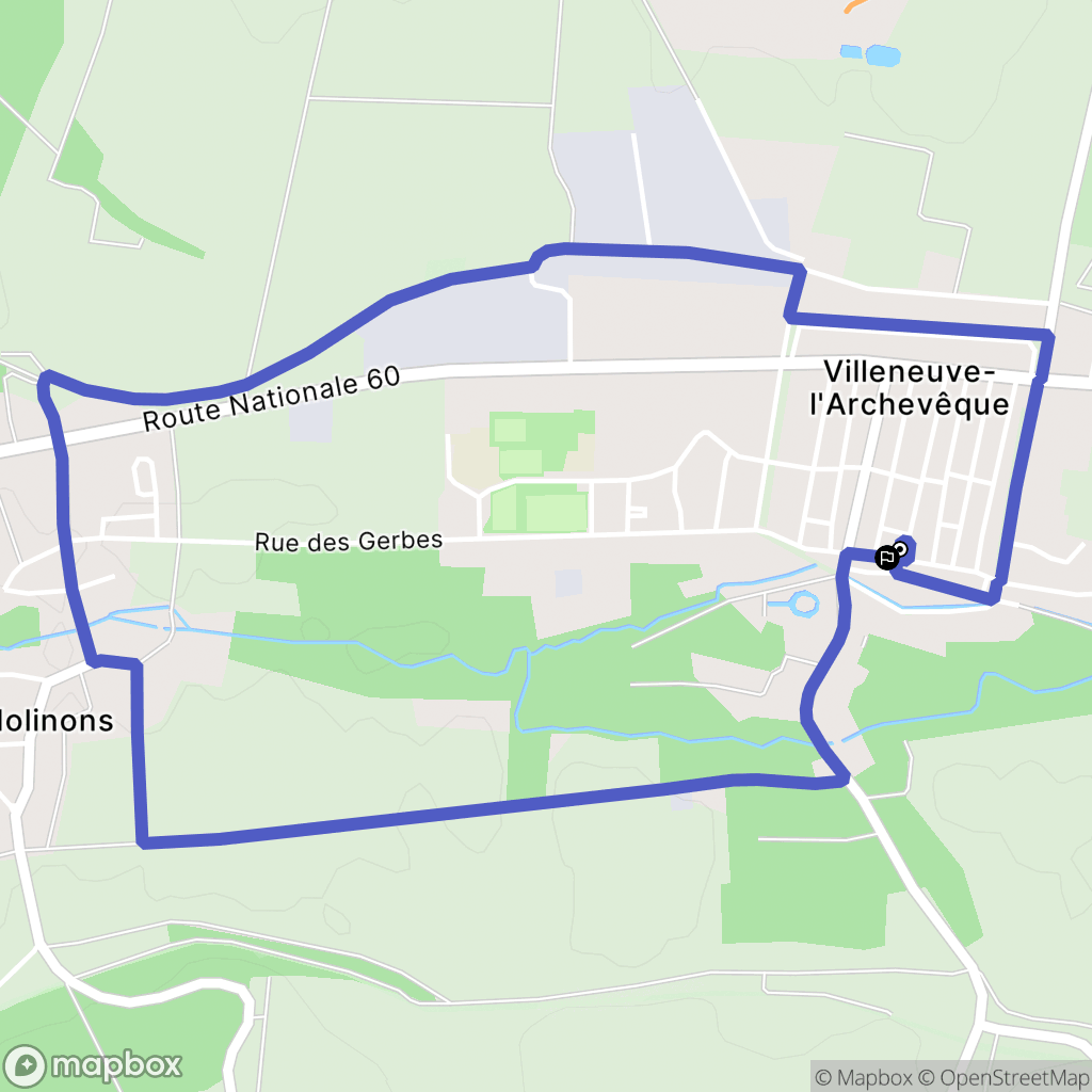 Villeneuve-l'Archevêque : carte du parcours de randonnée - France