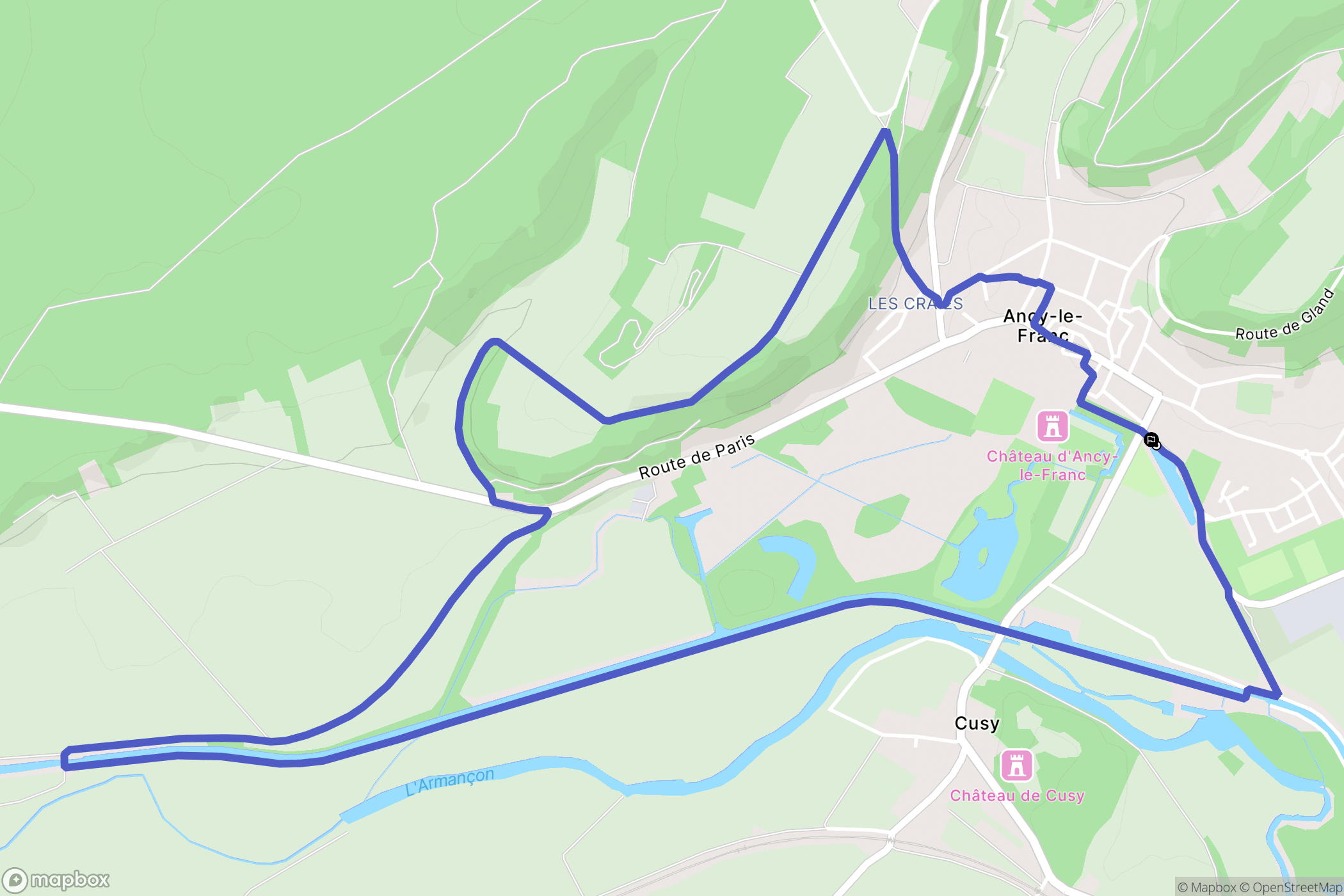 Ancy-le-Franc : carte du parcours de randonnée - France