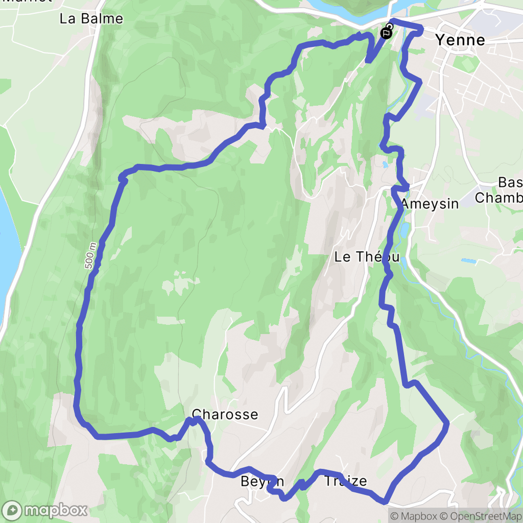 Yenne : carte du parcours de randonnée - France
