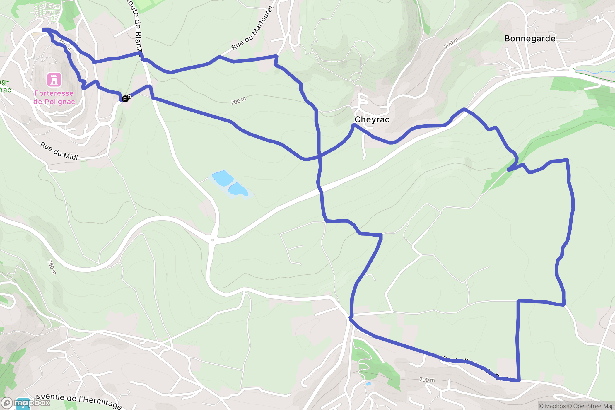 Polignac : carte du parcours de randonnée - France