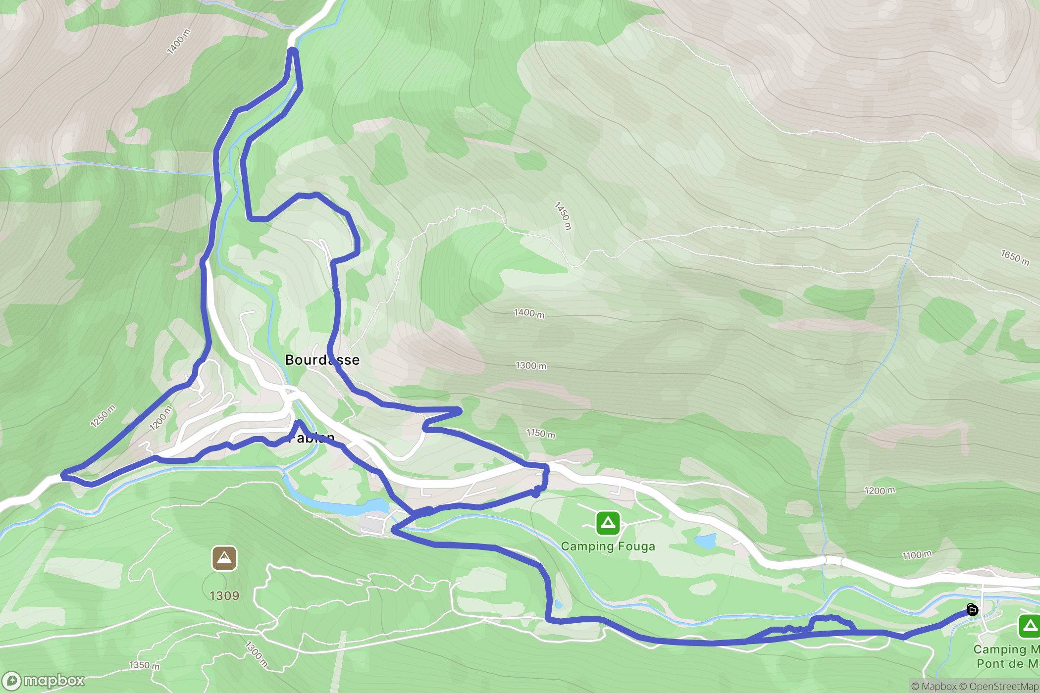Aragnouet : carte du parcours de randonnée - France