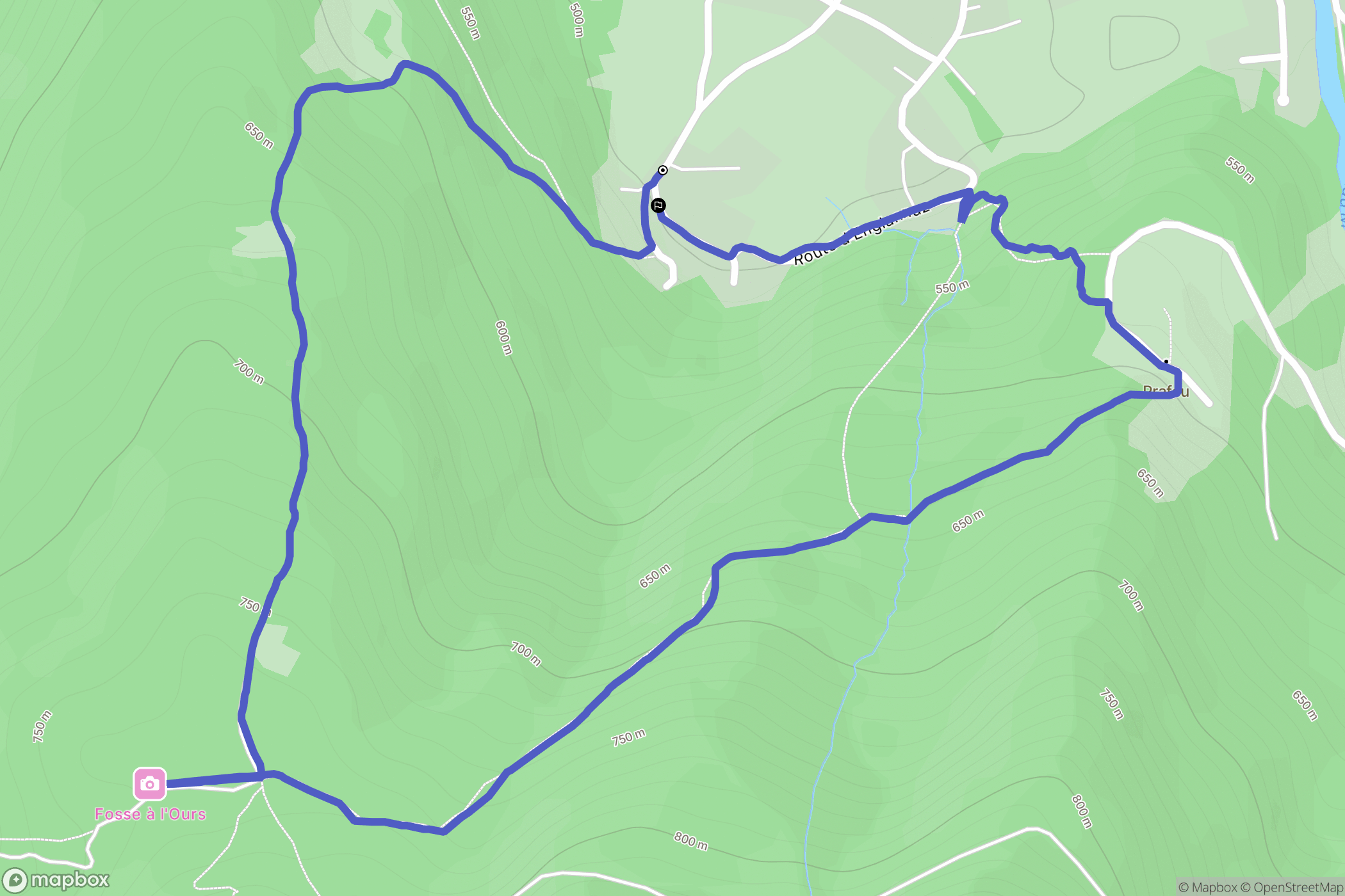 Faverges : carte du parcours de randonnée - France