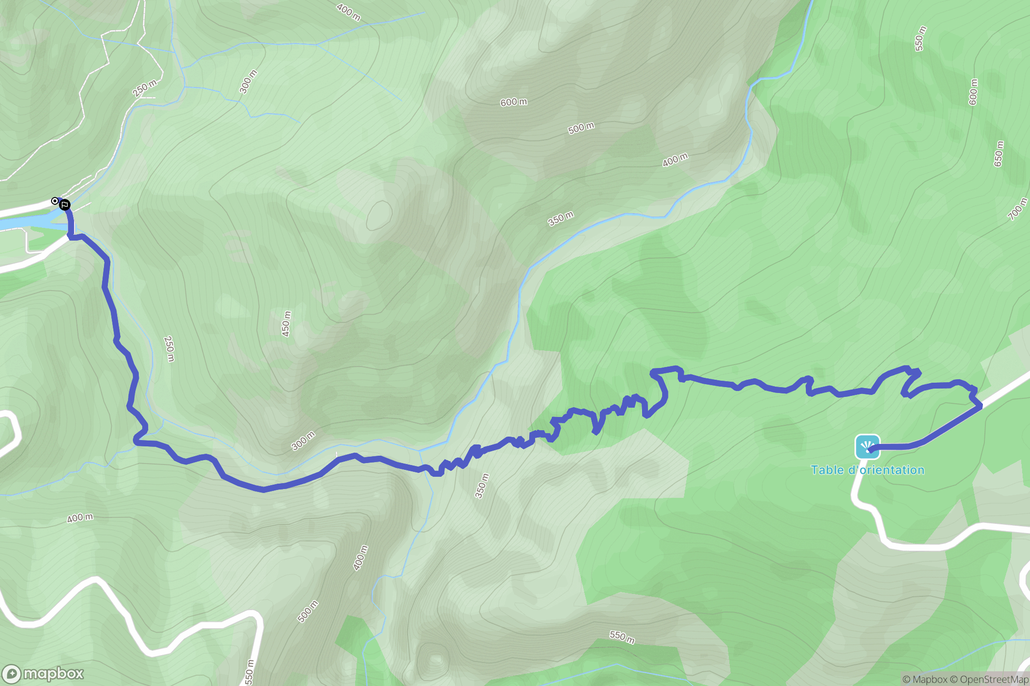 Ota : carte du parcours de randonnée - France