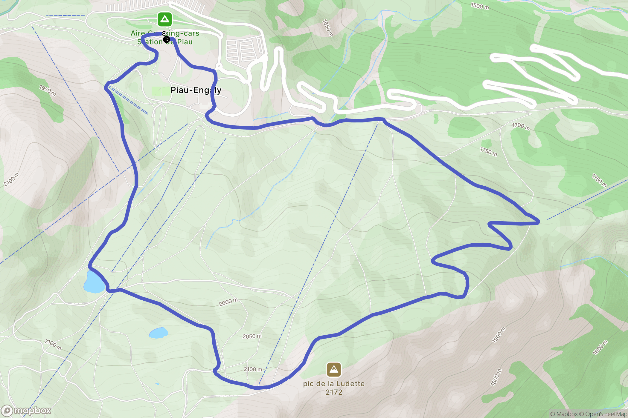 Aragnouet : carte du parcours de randonnée - France