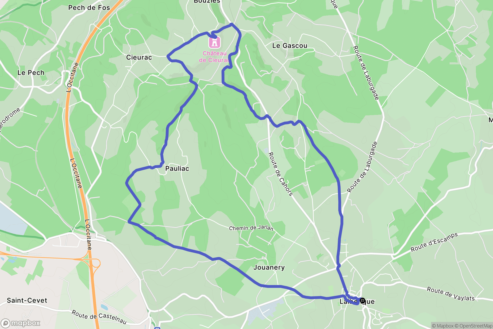 Lalbenque : carte du parcours de randonnée - France