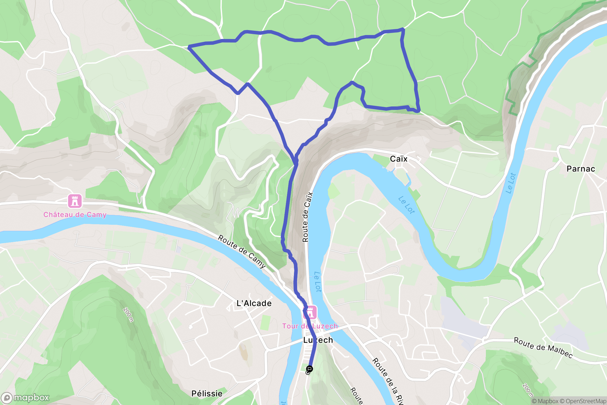 Luzech : carte du parcours de randonnée - France