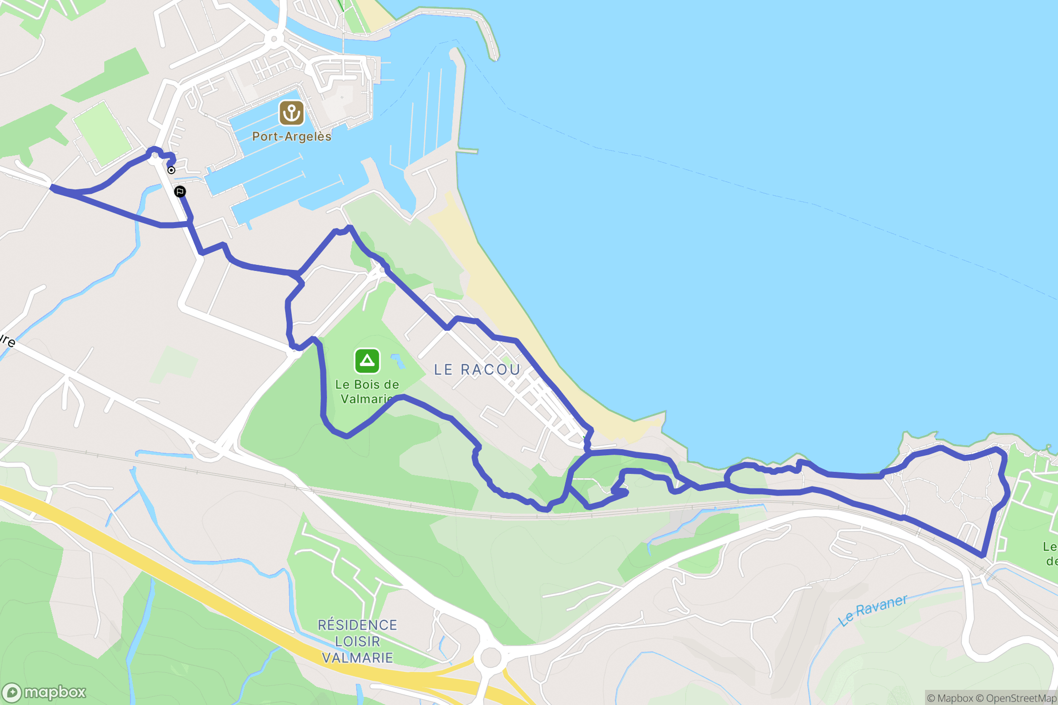Argelès-sur-Mer : carte du parcours de randonnée - France