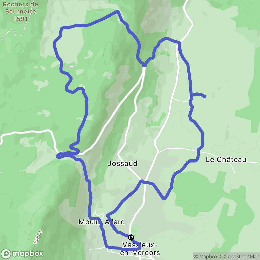 Vassieux-en-Vercors : carte du parcours de randonnée - France