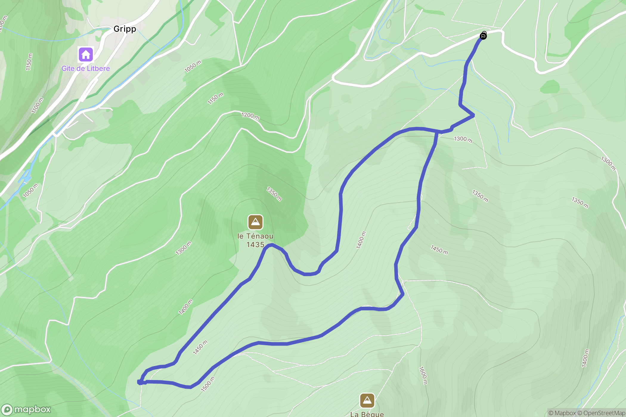 Campan : carte du parcours de randonnée - France