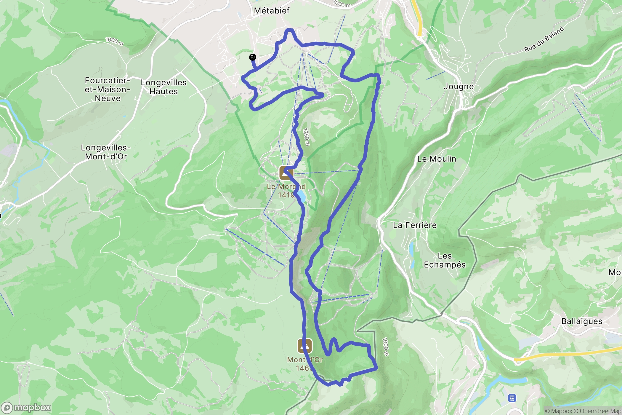 Metabief : carte du parcours de randonnée - France