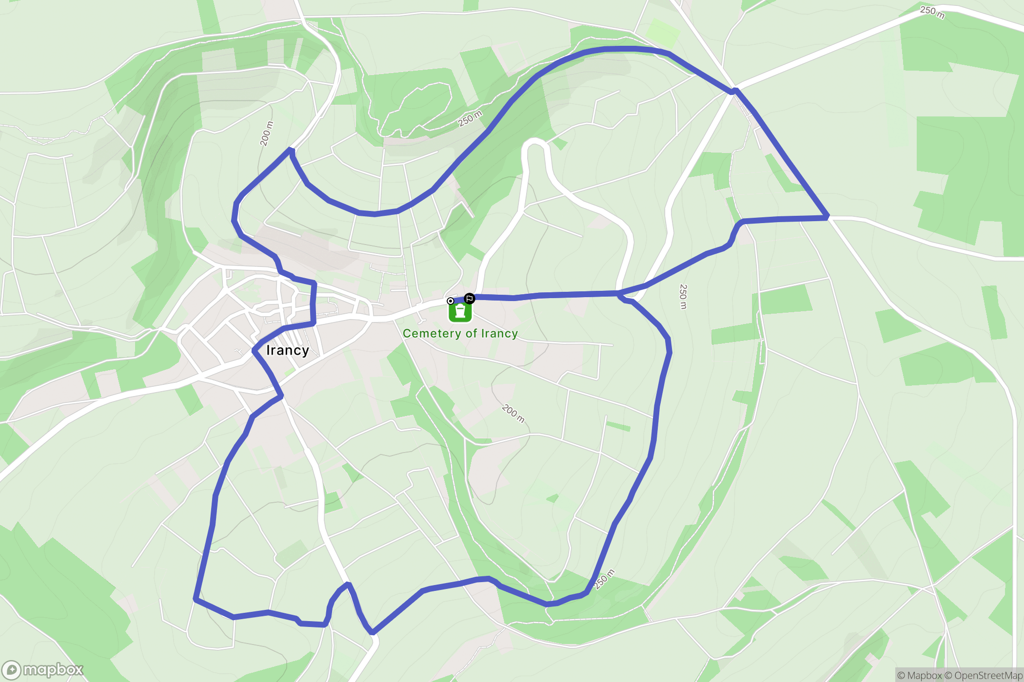 Irancy : carte du parcours de randonnée - France