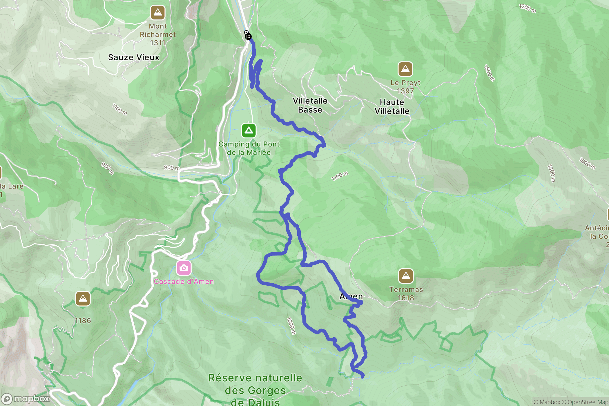 Guillaumes : carte du parcours de randonnée - France
