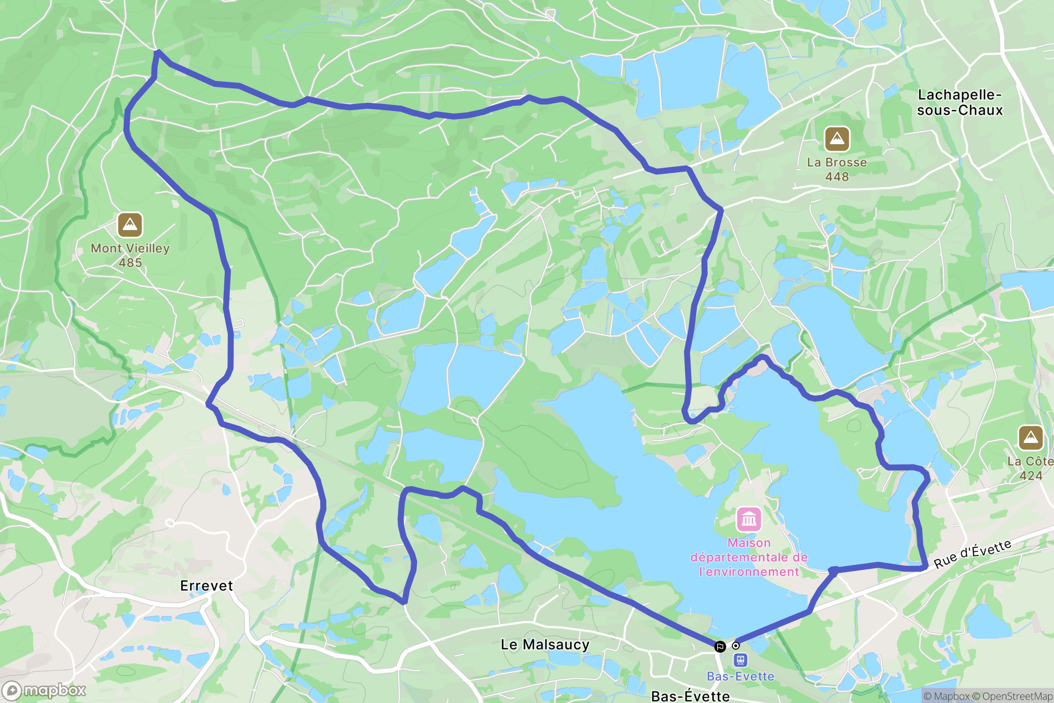 Évette-Salbert : carte du parcours de randonnée - France