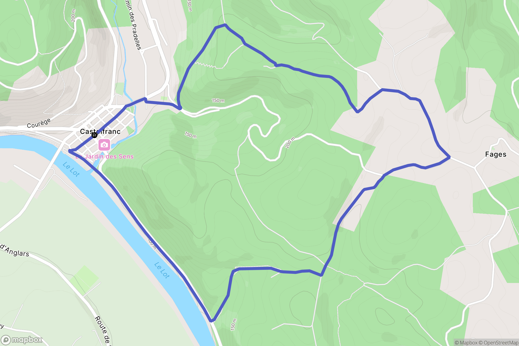 Castelfranc : carte du parcours de randonnée - France