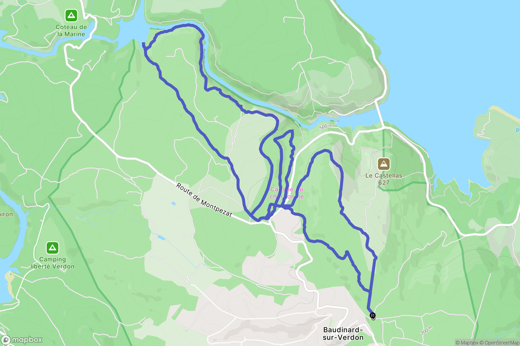 Baudinard-sur-Verdon : carte du parcours de randonnée - France