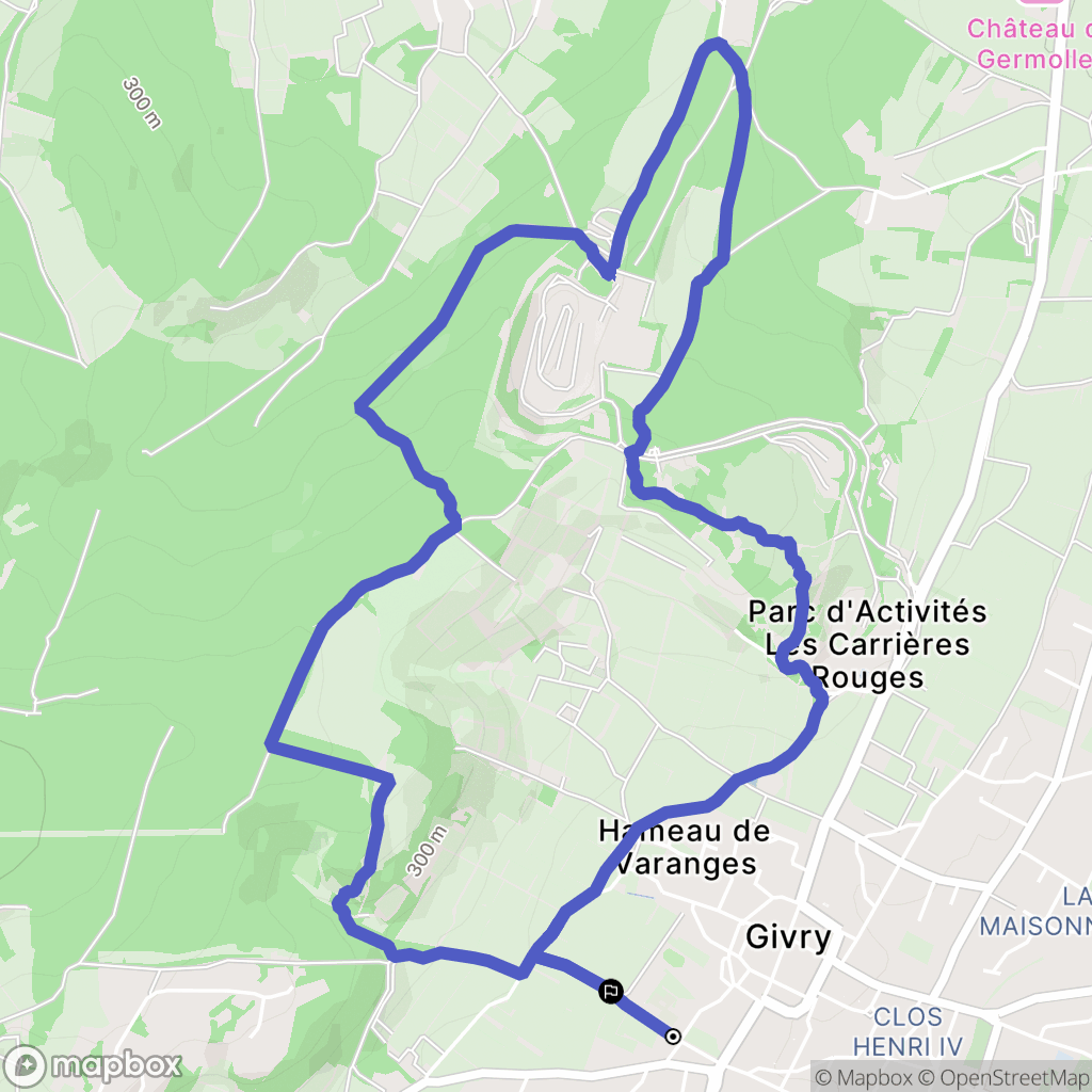 Givry : carte du parcours de randonnée - France