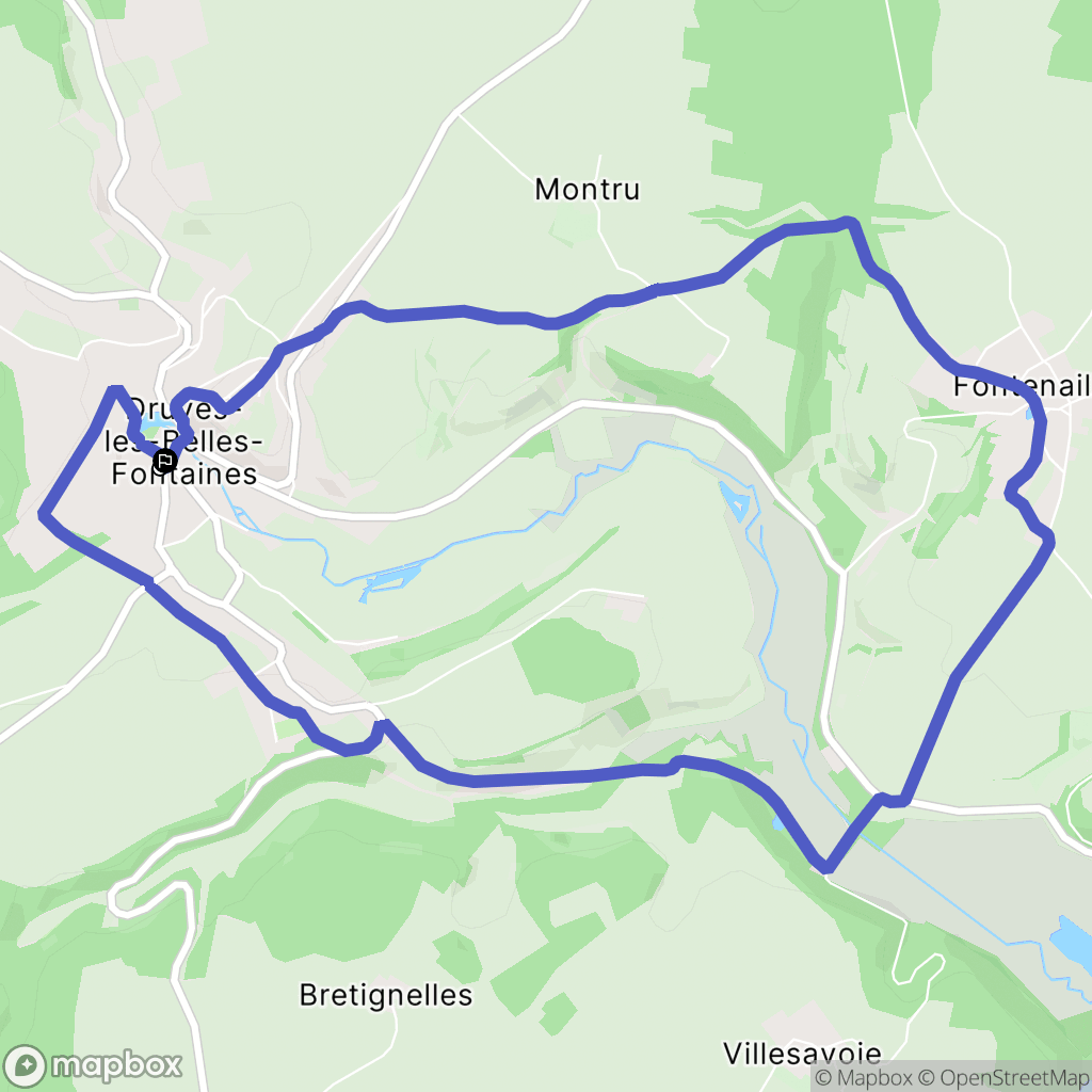 Druyes-les-Belles-Fontaines : carte du parcours de randonnée - France