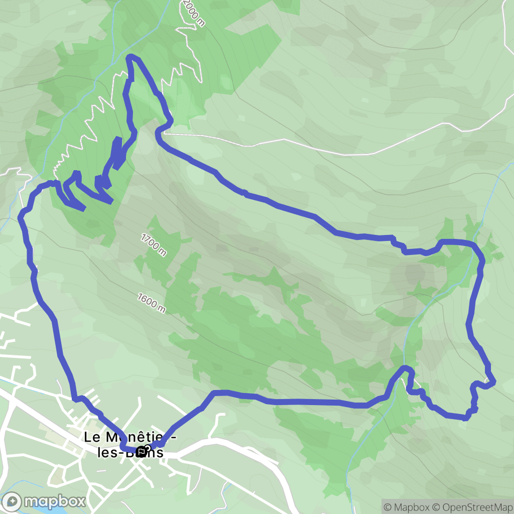 Le Monêtier-Les-Bains : carte du parcours de randonnée - France