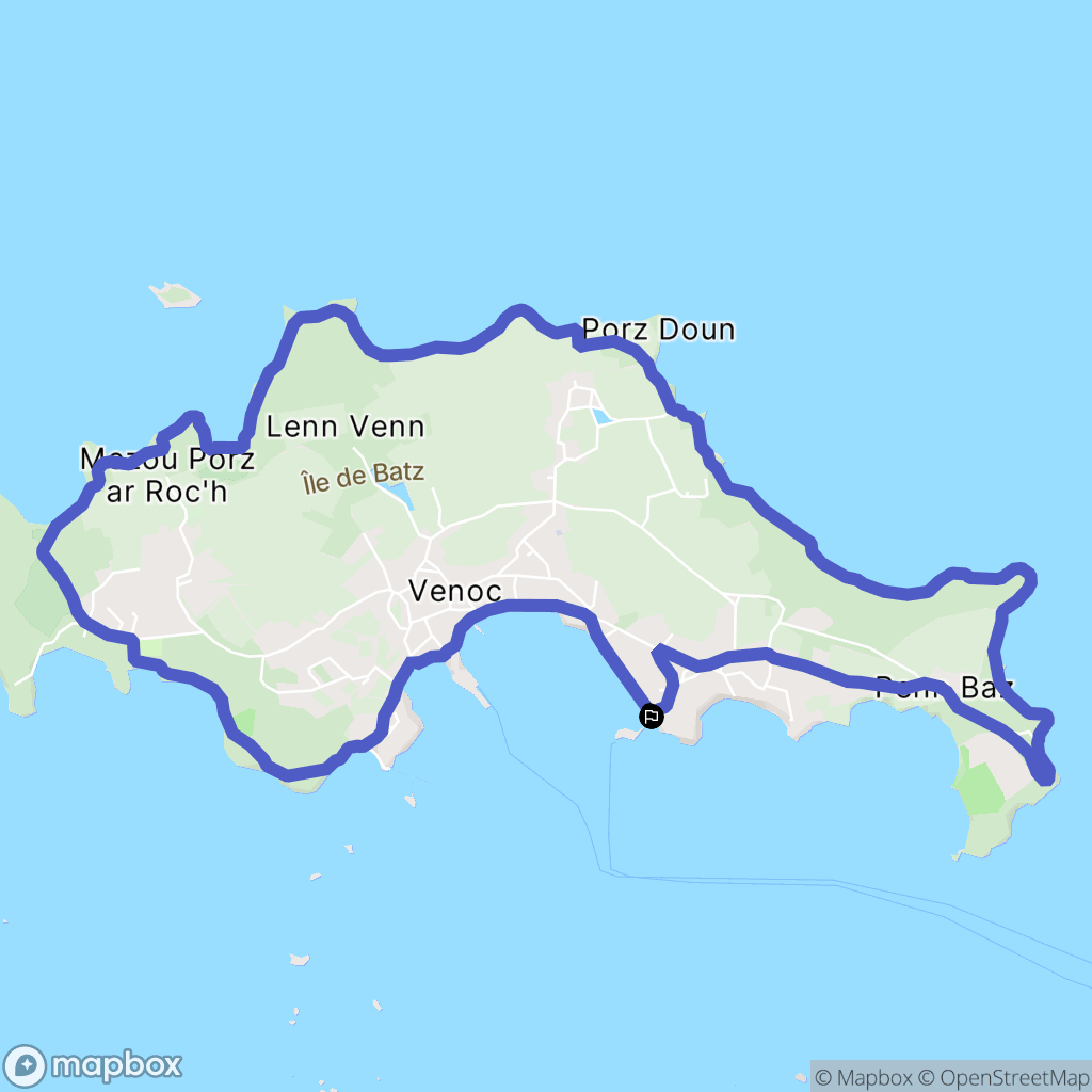 Île de Batz : carte du parcours de randonnée - France