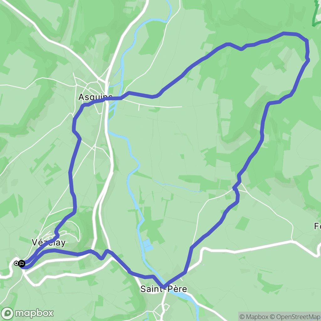 Vézelay : carte du parcours de randonnée - France