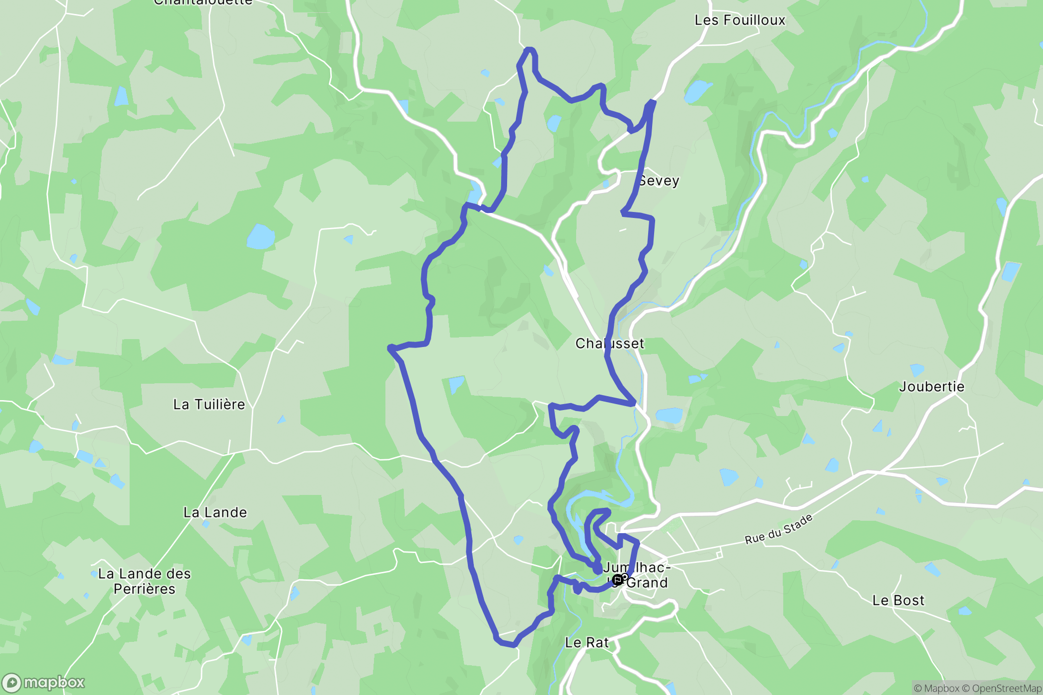 Jumilhac-le-Grand : carte du parcours de randonnée - France