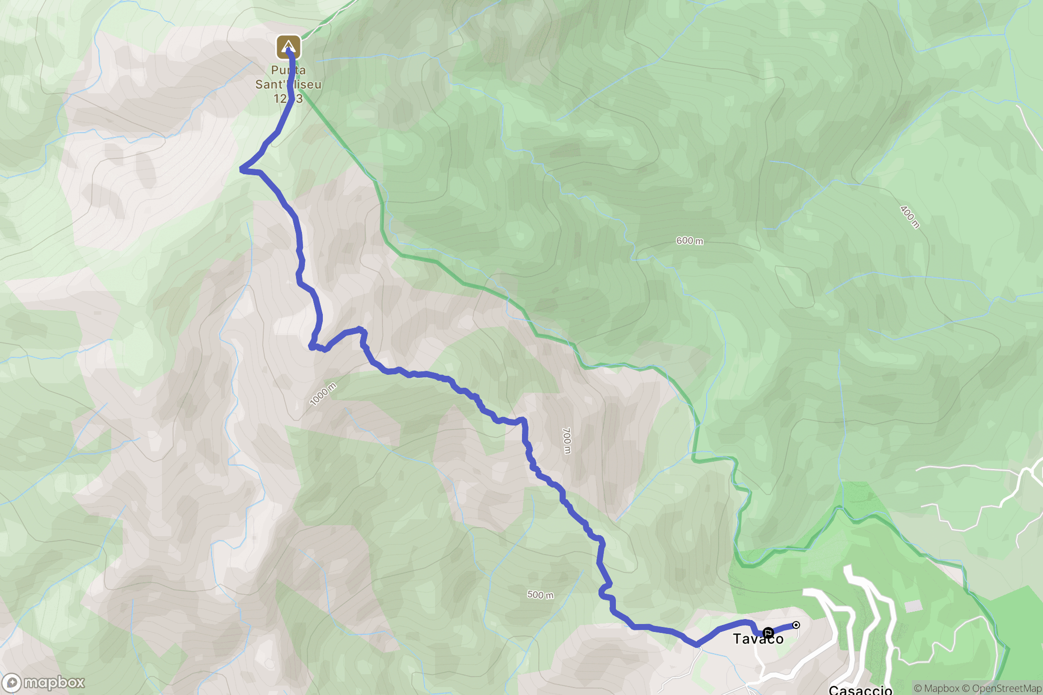 Tavaco : carte du parcours de randonnée - France