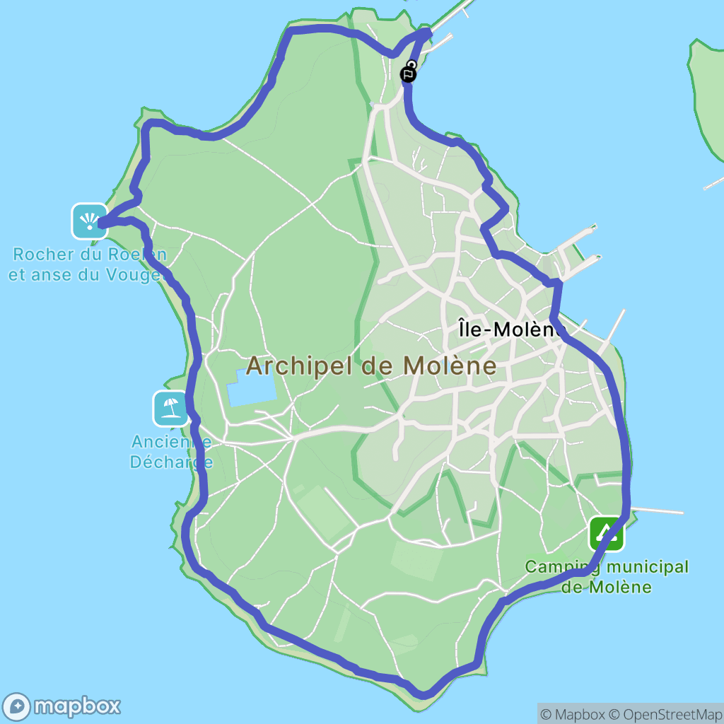 Île-Molène : carte du parcours de randonnée - France
