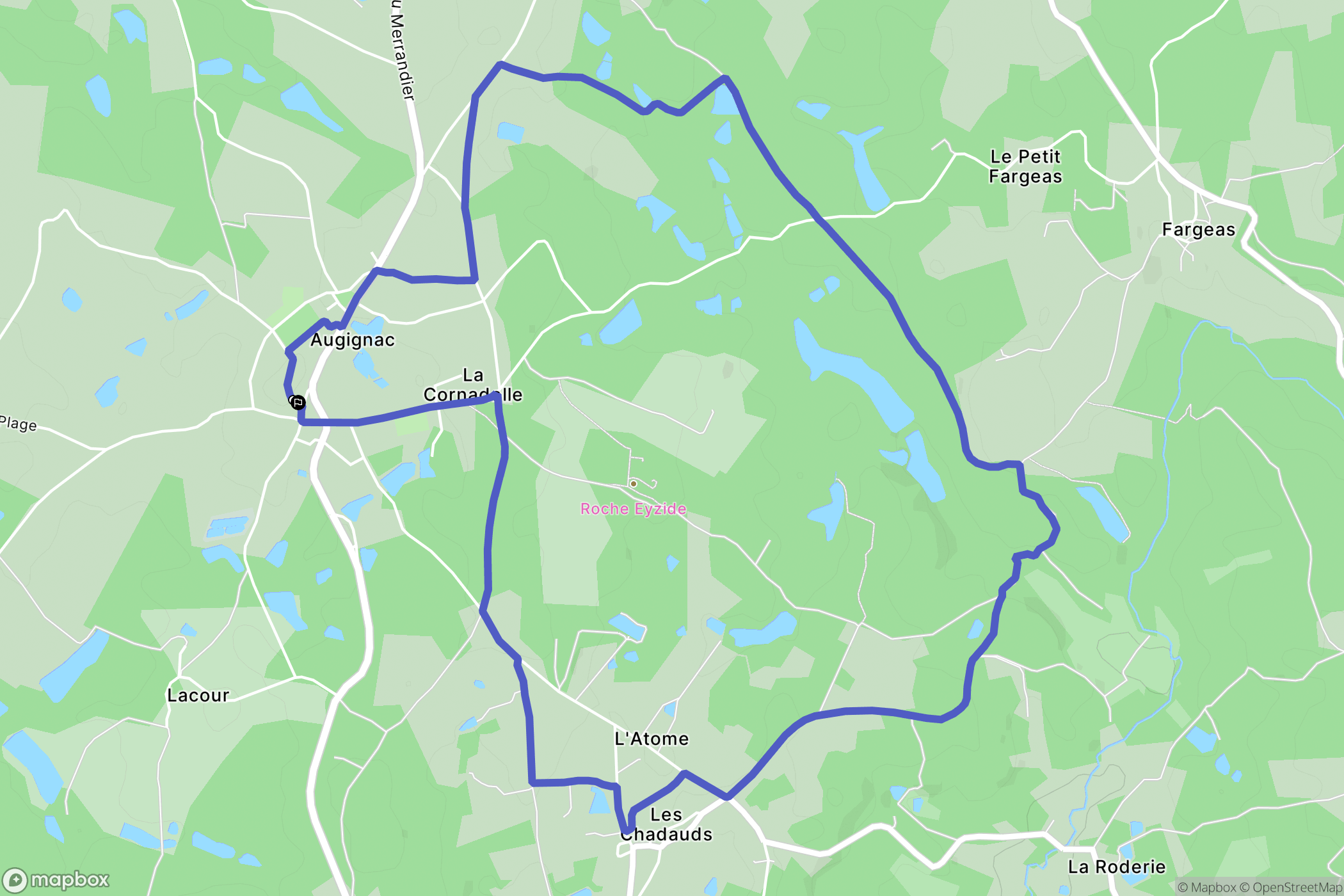 Augignac : carte du parcours de randonnée - France