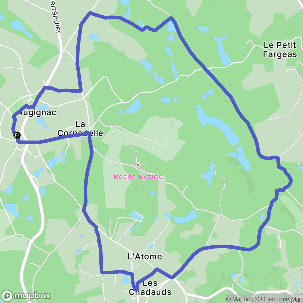 Augignac : carte du parcours de randonnée - France