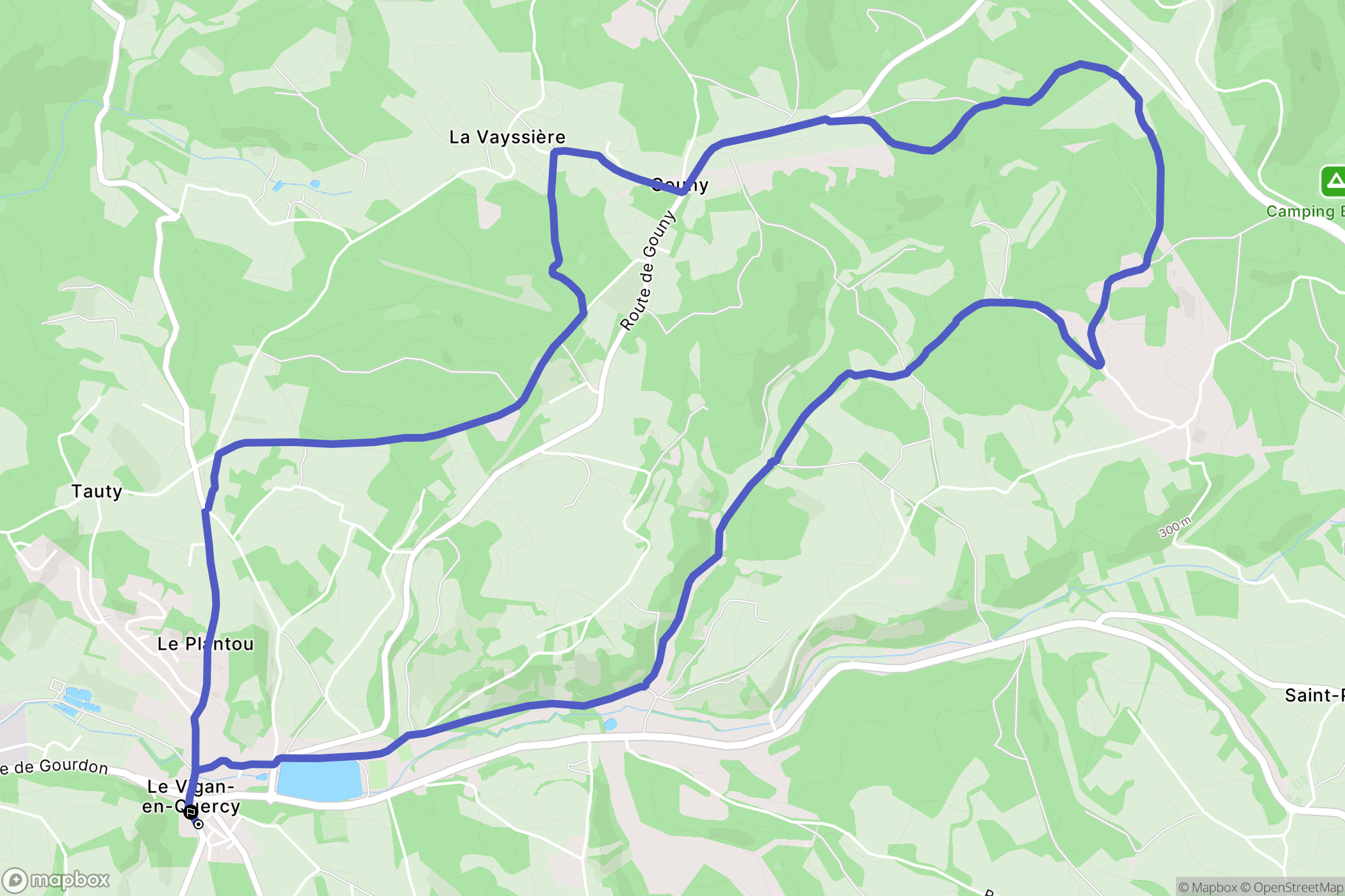 Le Vigan : carte du parcours de randonnée - France