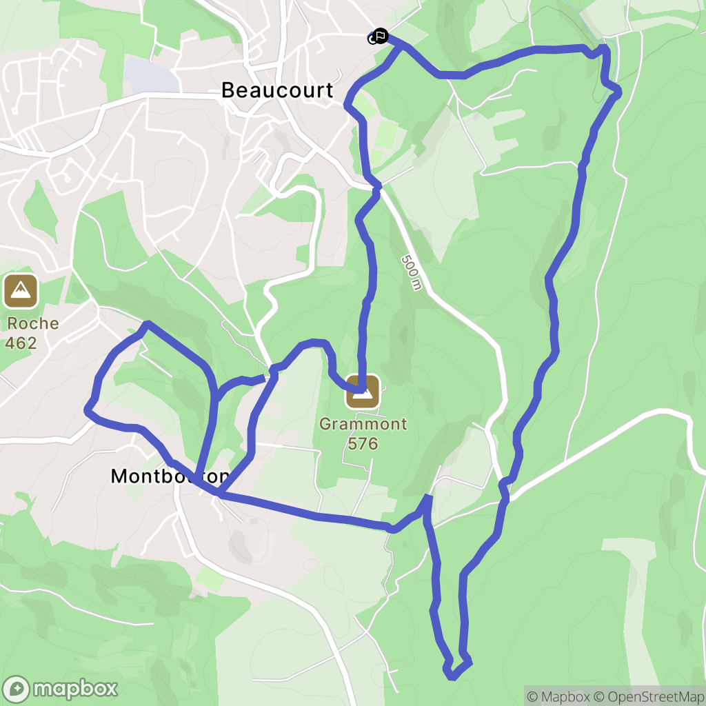 Beaucourt : carte du parcours de randonnée - France