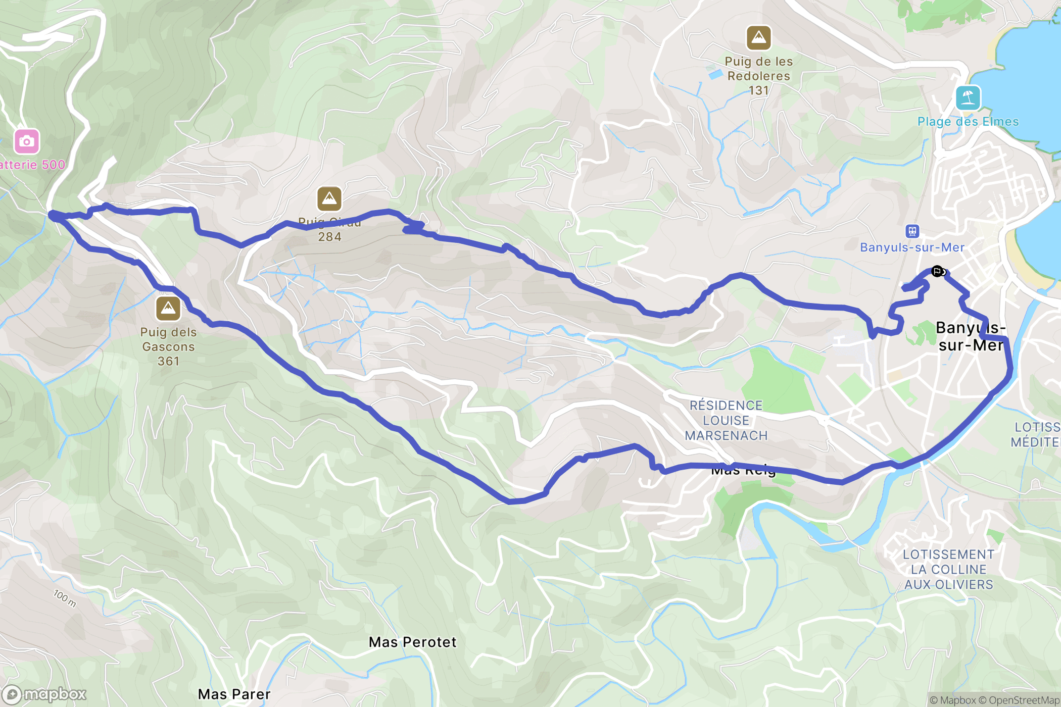Banyuls-sur-Mer : carte du parcours de randonnée - France