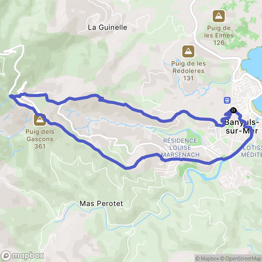 Banyuls-sur-Mer : carte du parcours de randonnée - France