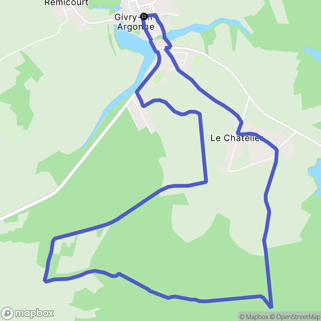 Givry-en-Argonne : carte du parcours de randonnée - France