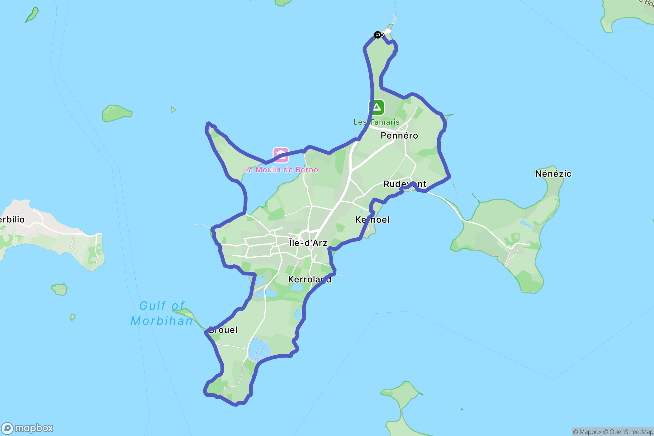 Ile d'Arz : carte du parcours de randonnée - France