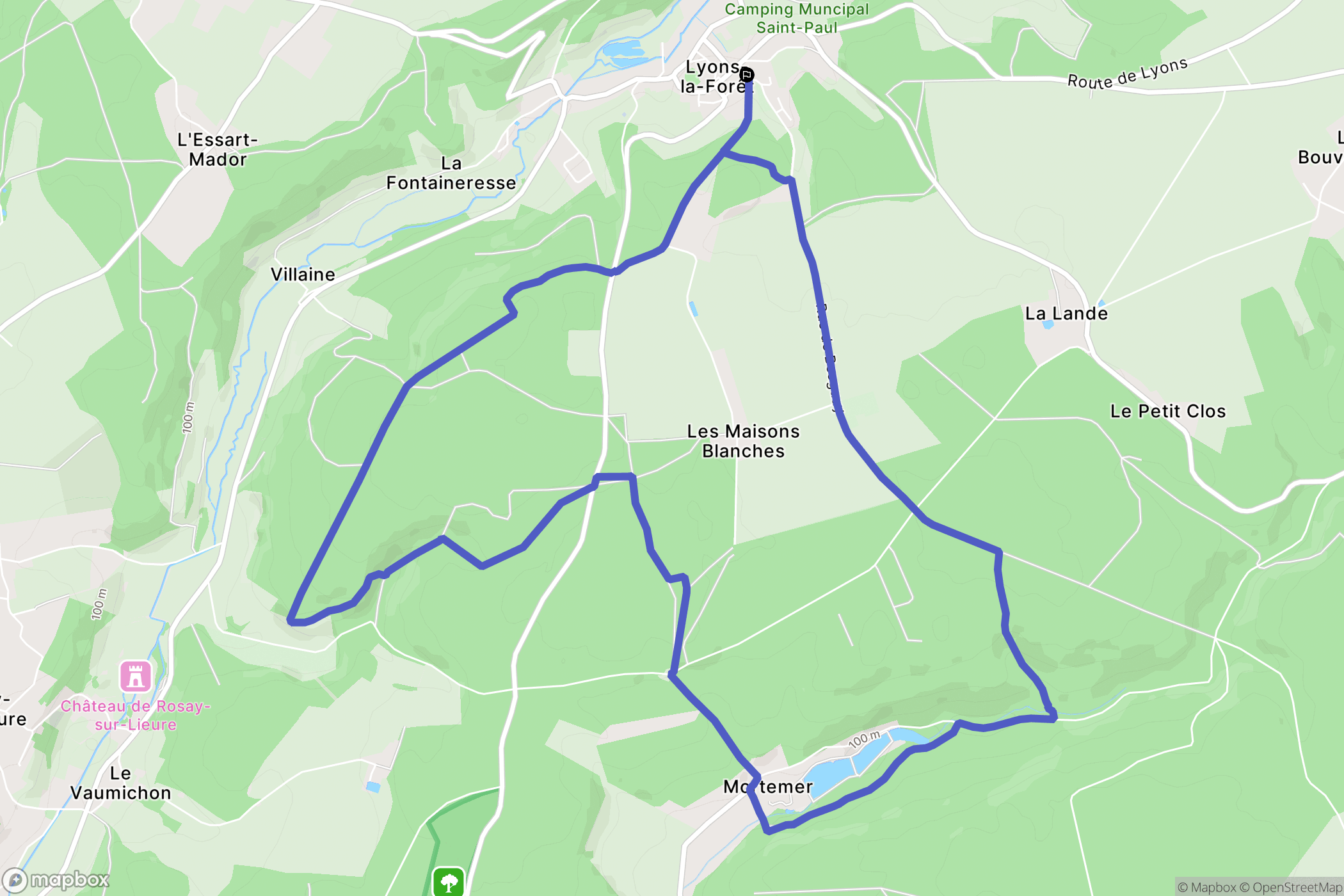 Lyons-la-Forêt : carte du parcours de randonnée - France