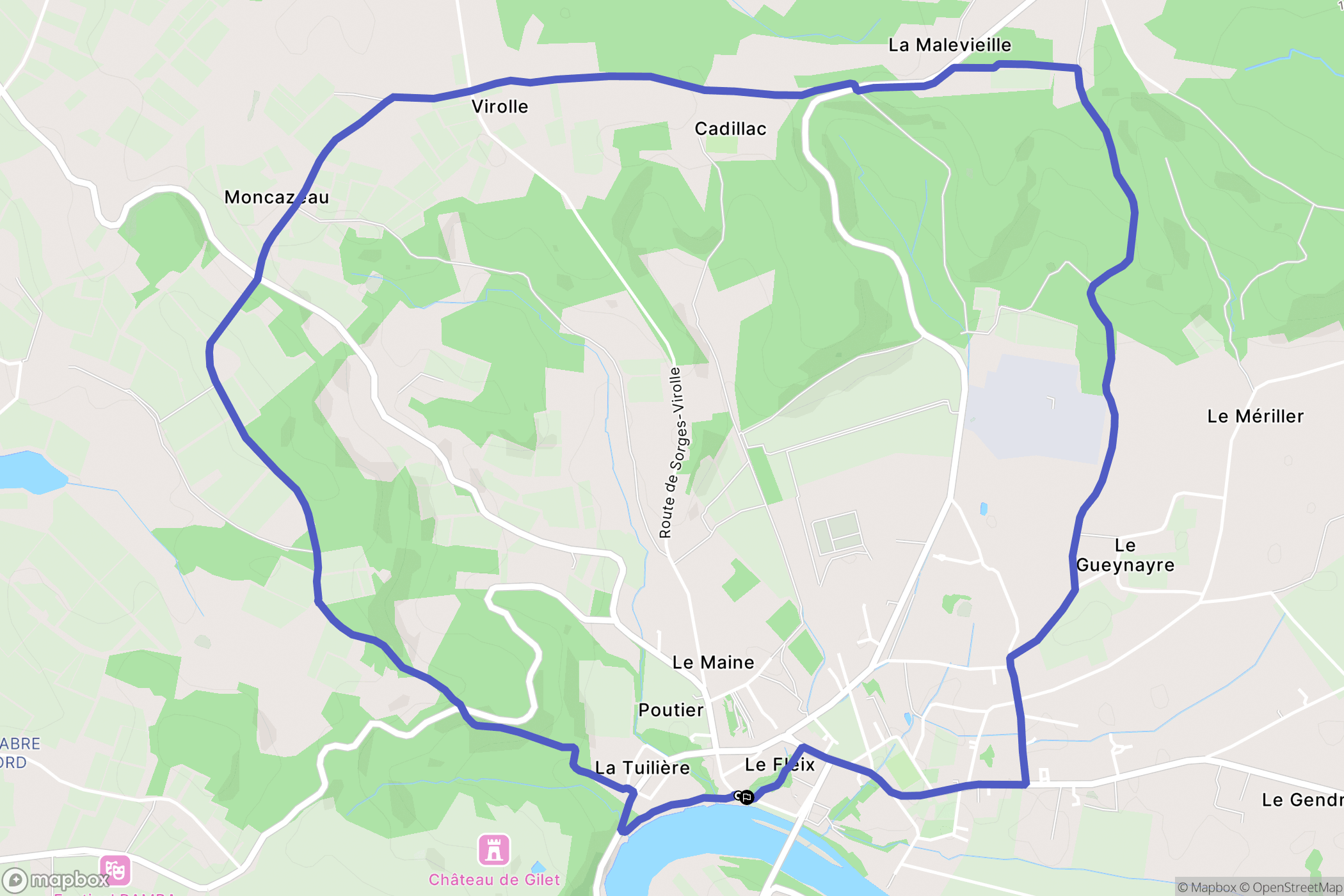 Le Fleix : carte du parcours de randonnée - France