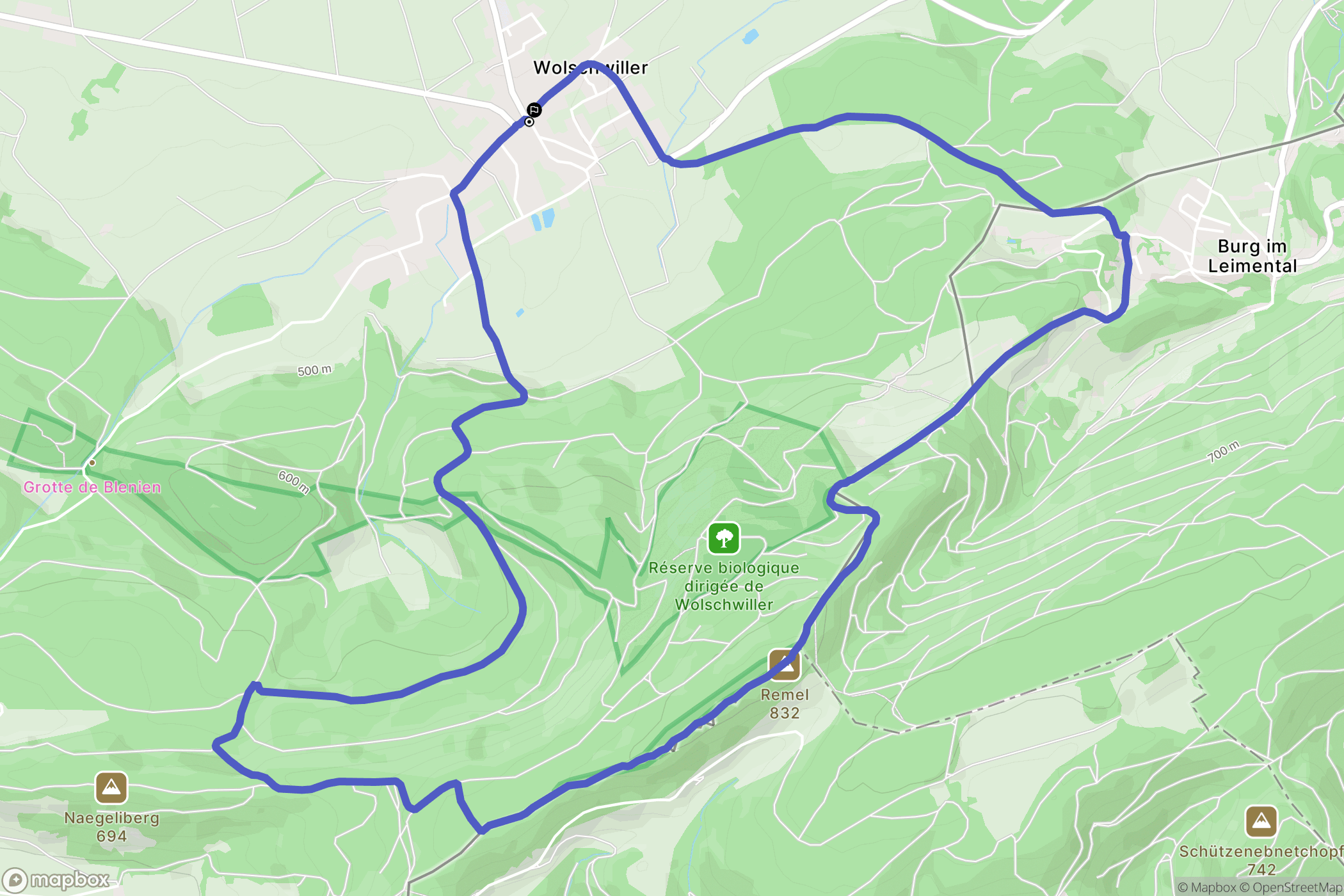 Wolschwiller : carte du parcours de randonnée - France