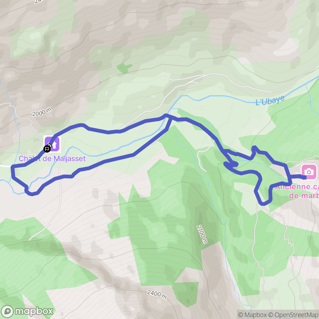 Maljasset : carte du parcours de randonnée - France