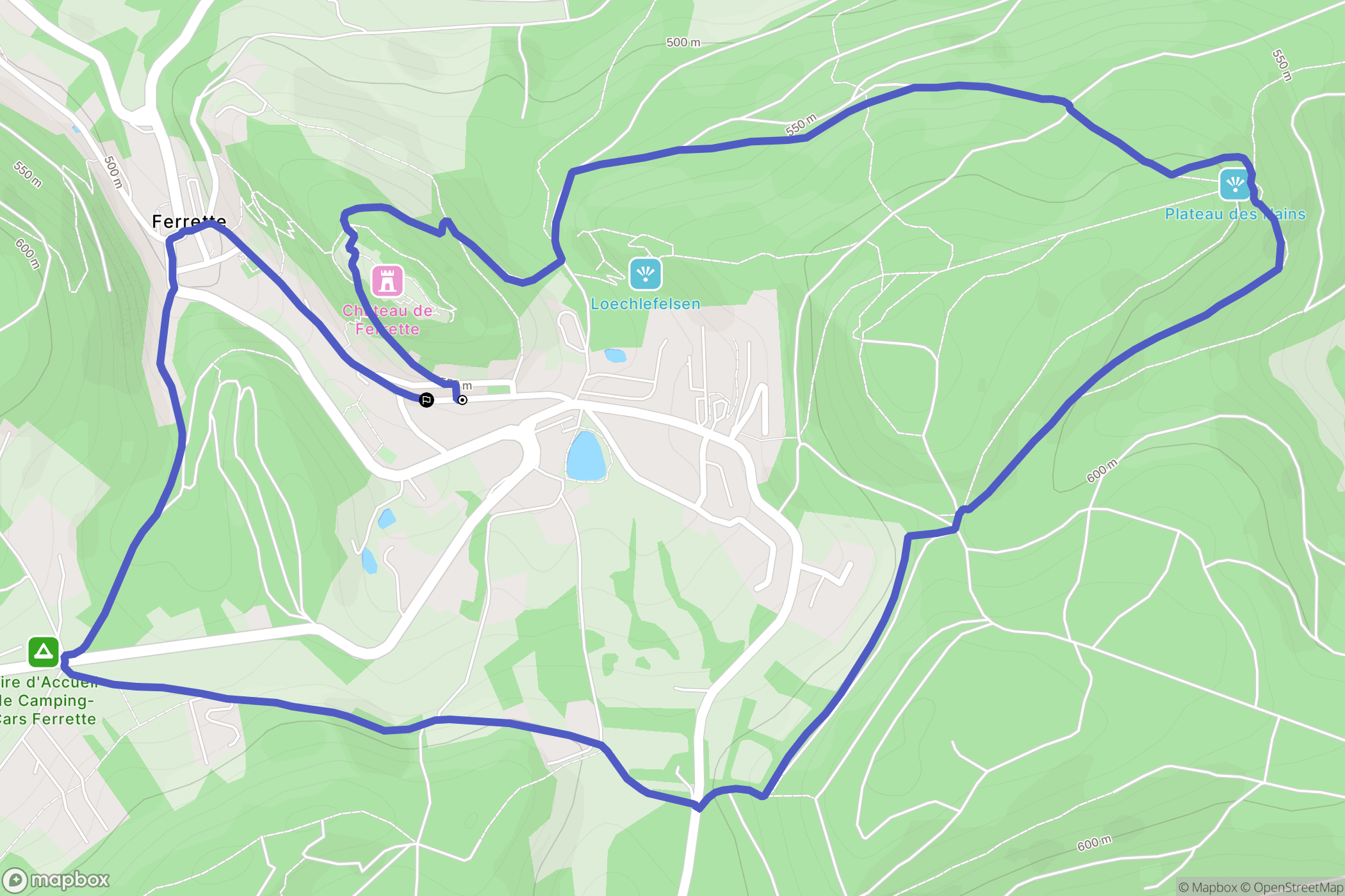 Ferrette : carte du parcours de randonnée - France